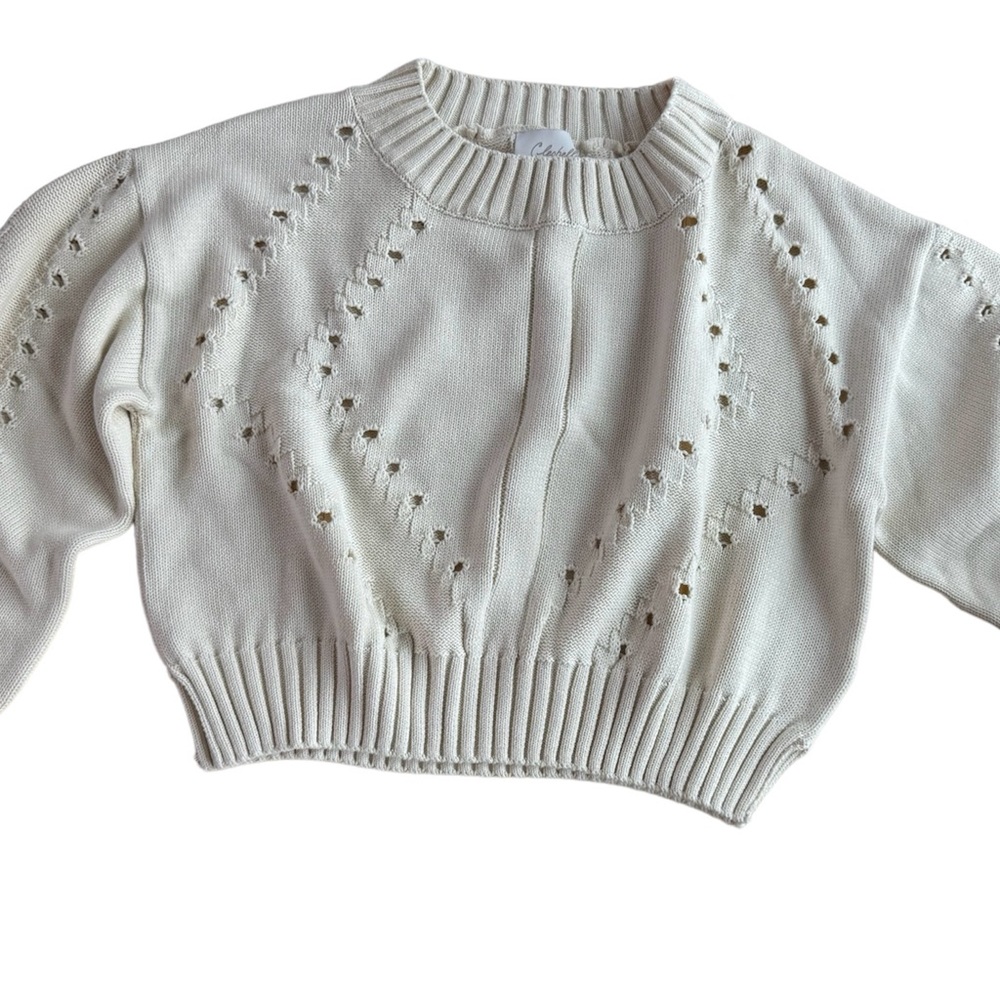 Cleobella Delaney NWT cropped puff sleeve organic cotton sweater size L - Picture 5 of 10
